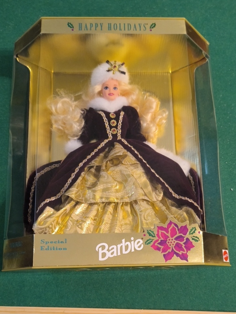 1996 Holiday Edition Barbie Purple Velvet & Gold Holiday Collector Doll